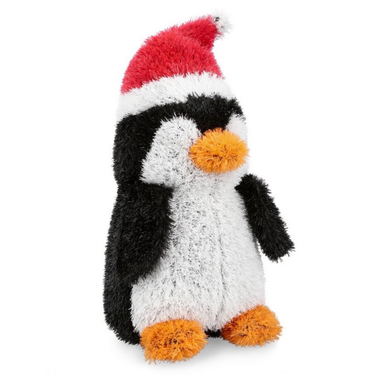 Pinguino con cappello di Babbo Natale in erba sintetica, ideale come decorazione natalizia o idea regalo di Natale